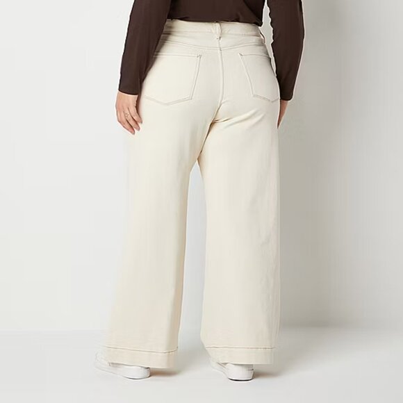 a.n.a - Plus Women's High Rise Wide Leg Jean White size 14 - Picture 3 of 6